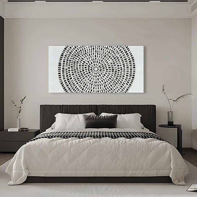 Art 30x60 inch Hand Painted Black and White Abstract Texture Art Oil Painting Large Modern Art Canvas Wall Decoration Painting