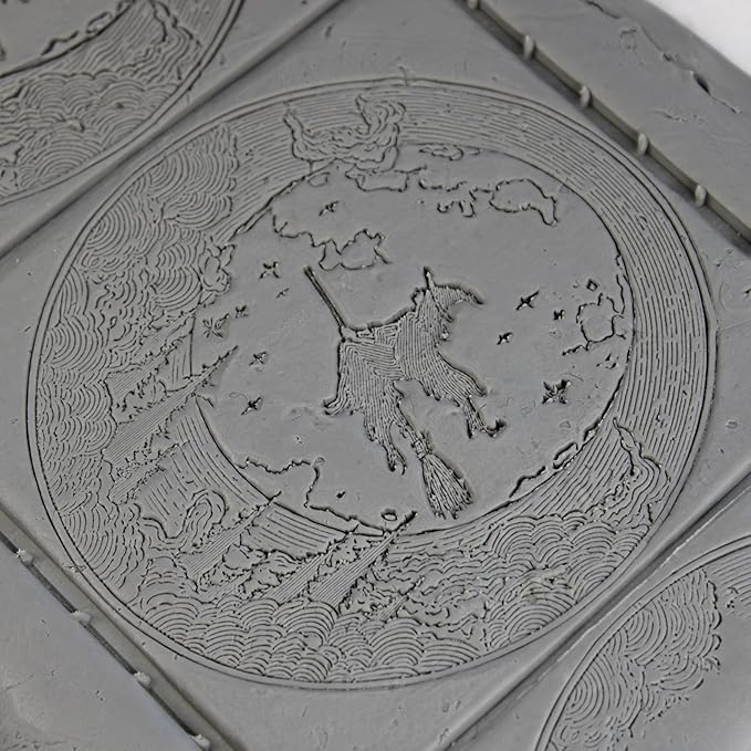 Witch Clay Texture Roller (4") - Halloween Set #01 - Embossing Pattern Roller for Polymer & Ceramic Clay, Pottery & Crafts
