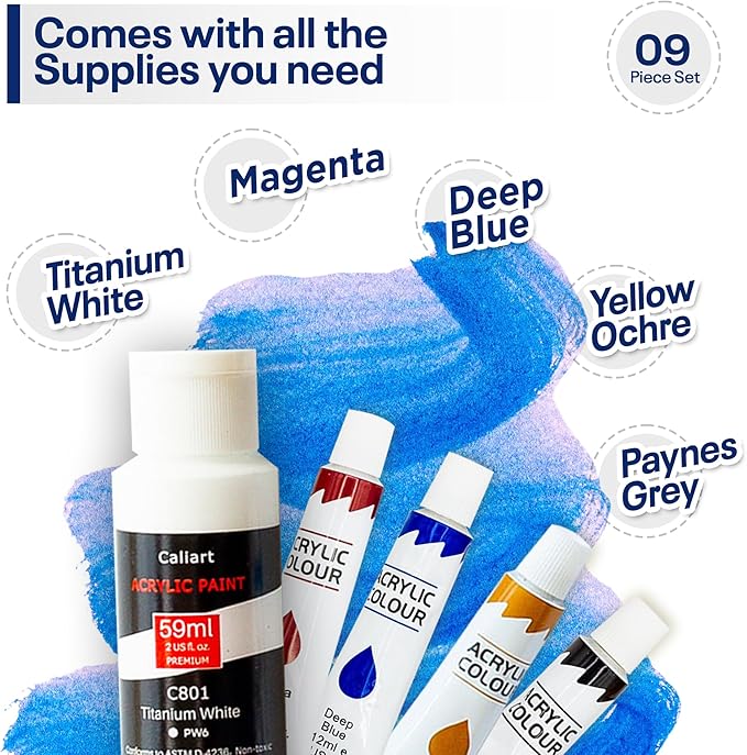 Painting4Real DIY Art Painting Kit for Adults – Learn to Paint Rocky Coastline with Video Tutorials – 9 Pieces Acrylic Paint Set for Adults –Perfect Christmas Crafts & Holiday Gifts for Art Lovers
