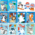 60Sheets Winter Animal Stickers Crafts Bulk, Christmas Make- A- Penguin/Fox/Owl/Reindeer Face Sticker Holiday Gifts Goodie Bag Stuffer Activity Games Party Favors(Small Size)