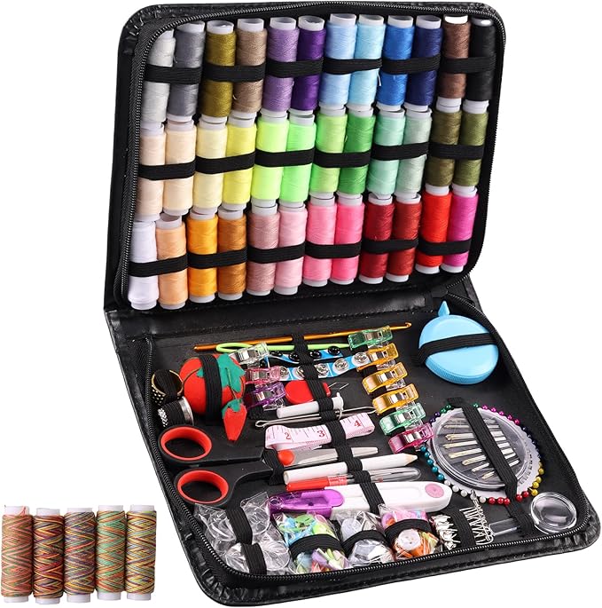 229 Pcs Sewing Kit Professional Sewing Supplies Accessories Including Needles Thread Scissors Measure Tape and More for Home Work Travel Emergency