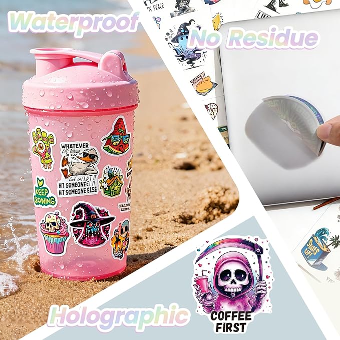 270+ PCS Funny Holographic Stickers for Adults, Waterproof Vinyl Sarcastic Meme Decals for Laptop, Water Bottle, Phone, Kindle, Journal, Scrapbook, Bumper, Skateboard, Luggage, No Repeats Accessories