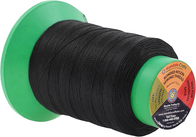 Mandala Crafts Size 92 280D T90 Bonded Nylon Thread - 12 Neutral Colors 2400 YDs Tex 90 Heavy Duty Sewing Threads for Leather, Jeans, Weaving, Outdoor Marine Upholstery