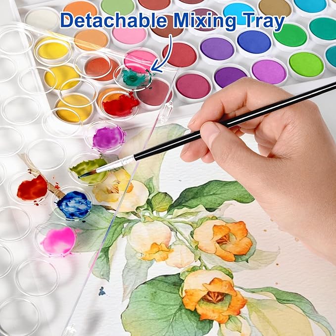 GOTIDEAL Watercolor Paint Set,36 Colors Washable Water Color Paints with Brush,Non Toxic Watercolor Cake Set for Artist, Students,Beginners,Travel Portable Palette