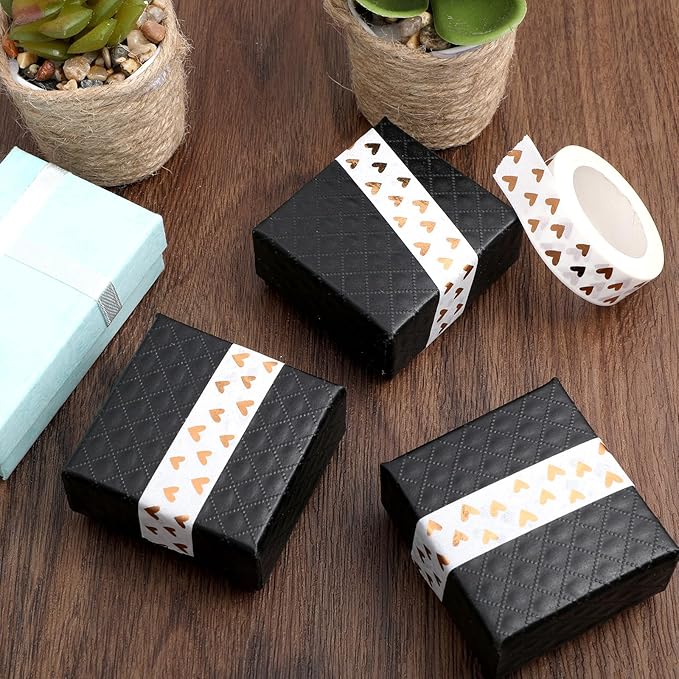 2PCS Heart Foil Washi Tape, Love Washi Tapes Hearts Scrapbook Tape Decorative Tapes for Scrapbooking DIY Craft Decoration Bronze