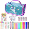 Washable Scented Markers Set for Kids - Unicorn Coloring Art Supplies Set for Kids Ages 4-8 Birthday Gifts for 4-8 Year Old Girls Unicorn Pencil Case 54 PCS