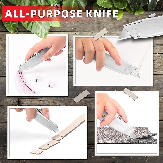 DIYSELF 30 Pack Box Cutter Heavy Duty Aluminium Shell Utility Knife | SK5 Steel Sharp Blade | Retractable Knife for Cutting Cartons Ropes and Cardboard | Home and Office Use, PVC Pipe Cutter(Silver)