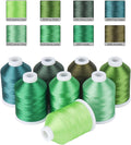 Simthread Green Embroidery Thread – 8 Shades Compatible with Madeira Colors, 550 Yards Each, 40WT Polyester, for Brother, Babylock, Janome, Singer & Other Machines