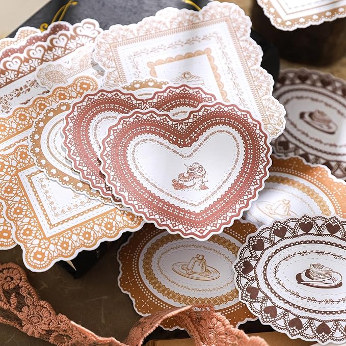 Alideco 120pcs Scrapbook Stickers Vintage Floral Lace Border Scrapbooking Junk Journal Crafts Embelishment Decoration Stickers (leisiwuyu)