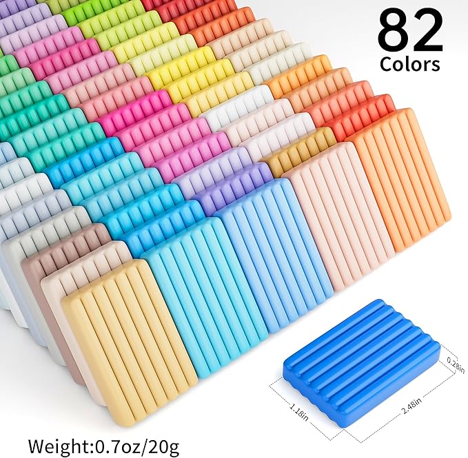 Polymer Clay 82 Colors, Modeling Clay for Kids, Non-Sticky Oven Bake Clay with Sculpting Tools and Accessories, Halloween Christmas Gift for Children and Artists