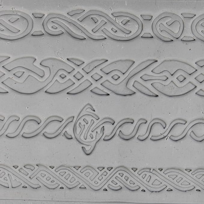 Celtic Knotwork Collection 4-Pack Clay Texture Rollers (4") - Seamless Border Set #01 - Embossing Pattern Rollers for Polymer & Ceramic Clay, Pottery & Crafts