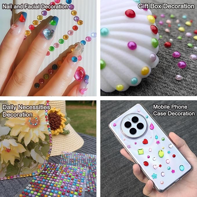 3165pcs Gem Stickers Crystal Crafts - self-Adhesive Stickers, Sticker Earrings, Children's Craft Supplies, Stickers in Various Shapes and Sizes.