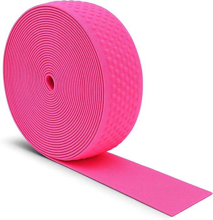 Mandala Crafts 1.5 Inch Elastic Silicone Gripper Tape for Clothing - 10 Yds Dotted Non Slip Elastic Band for Sewing - Hot Pink Silicone Flat Fabric Stretchy Ribbon Straps