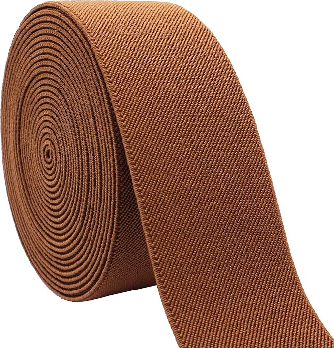 Dortrue 2 Inch 5 Yards Brown Sewing Elastic Band Heavy Stretch High Elasticity Elastic Spool for Sewing Pants Waistband, Straps, Craft DIY Projects
