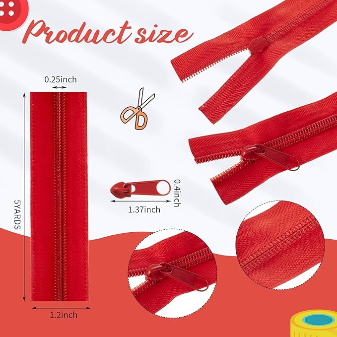 WILLBOND 100 Yards 20 Pcs Sewing Zippers Bulk #5 Nylon Coil Zippers 20 Color Assorted Zipper for Sewing with 200 Zipper Sliders for DIY Tailor Bags Purses Crafts Supplies(Bright Color)