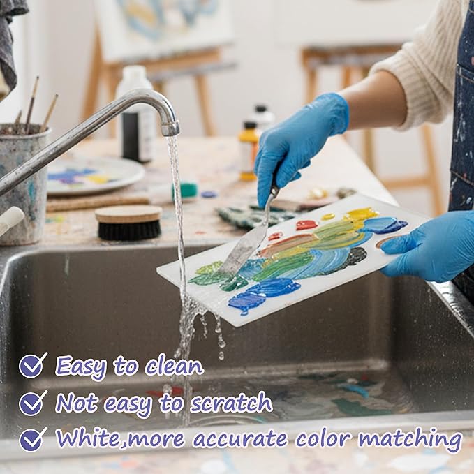 7x9 Inch Neutral Tempered Glass Palette for Oil Painting | Neutral White Scratch-Resistant Surface | Keeps Paints Wet & Effortless to Clean | Essential for Artists & DIY Color Mixing