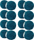 Hombys Indigo Chunky Chenille Yarn for Hand Knitting & Crocheting - Super Bulky Big Yarn for Chunky Blanket