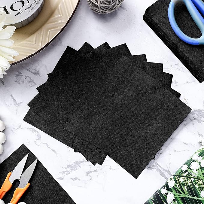 Mixweer 300 Pcs 4 x 4 Inches Cotton Fabric Squares Precut Quilting Fabric Bundles Solid Colors Quilt Material for DIY Craft Sewing Embroidery(Black)
