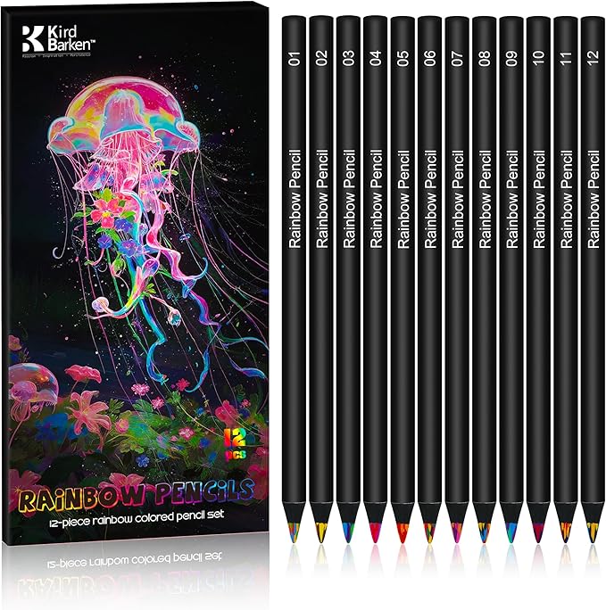 Stocking Stuffers, Art Supplies, 12 Rainbow Colored Pencils, Teen Girl Gifts Trendy Stuff, Multicolored Cool Stuff Fun Art Pencil Teen Girl Gifts Trendy Stuff for Coloring, Drawing