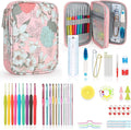 Katech Crochet Hooks Set with Case, 73-Piece Crochet Hooks Kit Knitting Accessories Ergonomic Aluminum Alloy Crochet Hook Colorful Crochet Needles for Making Socks, Gloves, Bag, Hat, Sweaters