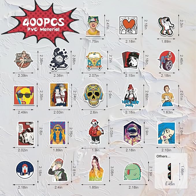 Arme Stickers Pack, 400 PCS Cool Stickers Decals, Random Sticker for Waterbottles Laptop Computer Vinyl Waterproof Sticker, Skateboard Stickers for Adults
