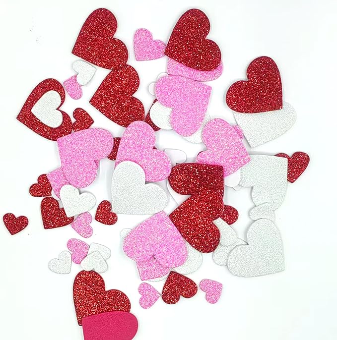 360PCS Heart Foam Stickers，Self Adhesive Puffy 3D Shapes for Arts & Crafts Supplies,Valentines Day Foam stcky for Greeting Card (360)