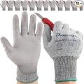 Dowellife 12 Pairs Level 5 Cut Resistant Work Gloves for Men and Women, PU Coated Breathable Gardening Gloves, Thin Flexible and Firm Grip for Mechanics and Fishing (X-Large, Grey)