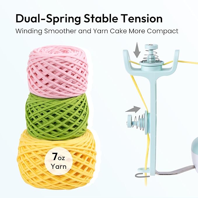 Etcokei Electric Yarn Winder M1 for Crocheting, Compact Yarn Cake with Strong Tension, Stepless Speed, Automatic Wool Spinner, Ideal Helper for Knitting Lovers (Mint Green)