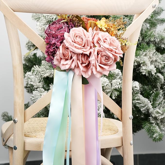 Pastel Ribbon Assortment - 1.5 Inch Double Face Rainbow Colored Satin Ribbon 6 Rolls, 30 Yards for Garland Baby Shower Crafts Birthday Party Wedding Easter's Day Christmas