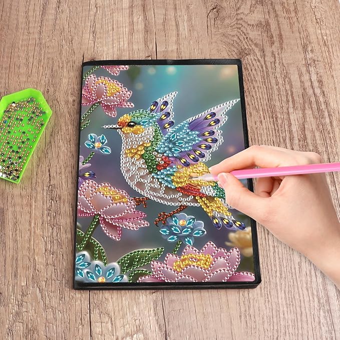 DIY Diamond Painting Notebook Kit, Theme of Birds, Special Shaped Diamond Art Notebook Journal Sketchbook for Writing & Drawing