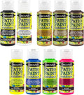 DecoArt Patio Outdoor Paint Set – 9 Neon & Metallic Colors (2 fl oz Bottles) – Outdoor Weatherproof Paints for Garden, Patio & Creative DIY Projects