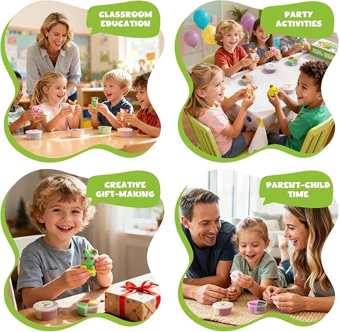 Air Dry Clay for Kids,12 Animals Theme Party Foam Clay,Ultra Light Modeling Clay Kit, DIY Art and Home Party Favors for Boys & Girls (Animal)