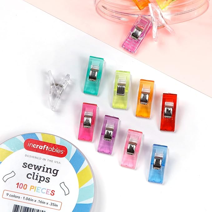Incraftables Assorted Sewing Clips - Pack of 100 Multipurpose Clips – Fabric Clips for Sewing and Quilting – Colorful Clips for Crafting, Binding, Quilting, & More