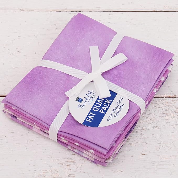 Threadart Exclusive 5 Fat Quarter Bundles - Purple Vintage Prints 100% Cotton Fabric - Premium 100% Cotton Quilting Fabric - No Duplicates - Full Size Fat Quarters 18"x21" - Purple