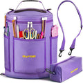 CRAFTISS Knitting Bag Yarn Storage - Christmas Gift - Durable Canvas Yarn Holder for Crochet Accessories - Organizer Crochet Bag with Knitting Accessories Case (Purple)