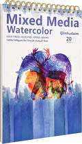 Qlmhudam Watercolor Paper Pad 8" x 11" - Heavyweight and textured paper Sketchbook,Spiral Bound, 20 Sheets 140lb/300g sketch pad, Watercolor Sketchbook for Wet & Dry Media,Drawing ，& Painting Journals