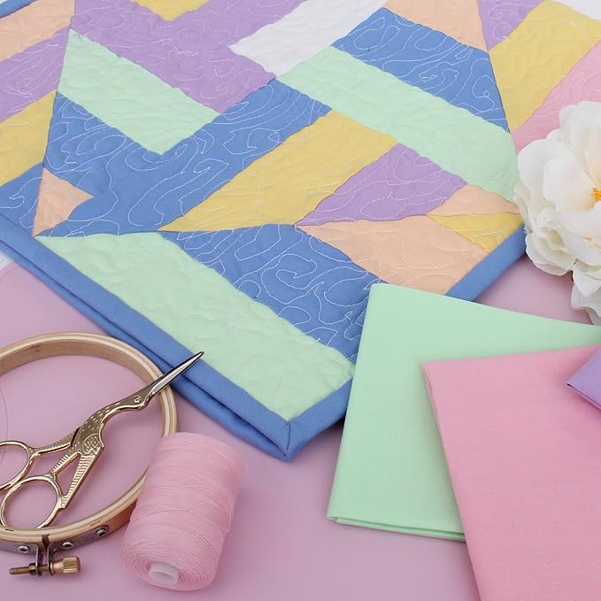 Threadart 12 Fat Quarter Bundle - Rainbow and Pastel Solids 100% Cotton Fabric - Premium 100% Cotton Quilting Fabric - No Duplicates - Full Size Fat Quarters 18"x21"