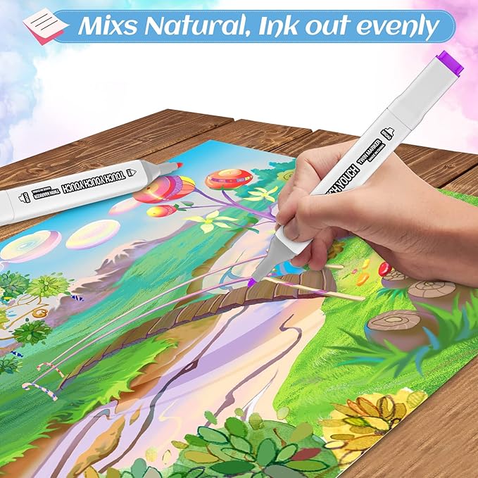 AdamStar 130 Colors Alcohol Markers, Dual Tip Art Marker Set for Artist Adults Coloring Markers Perfect for Kids Books Sketching Card Making