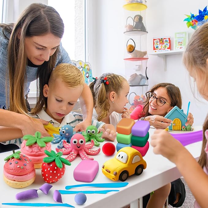 Air Dry Clay 48 Colors, Modeling Clay for Kids, DIY Molding Magic Toy with Tools, Gift for Kids Boys Girls