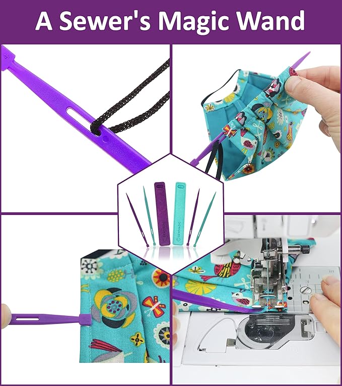 That Purple Thang (4 Pieces- 2xPurple, 2xGreen) Plus 2 Felt Storage Pouches - A Sewers Magic Wand for Sewing