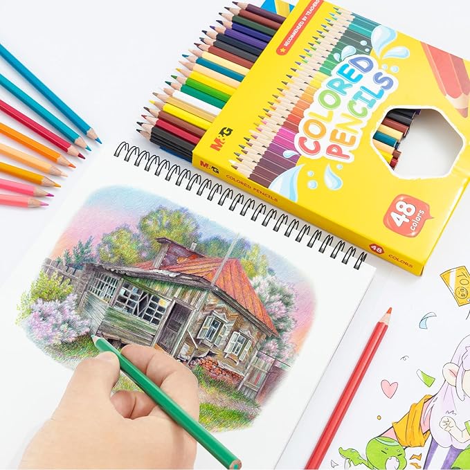 M&G 48 pcs Colored Pencils Set,Soft core color pencils for Adult Coloring Books, Christmas Stocking Stuffers for Adults Kids Artists Beginners, Coloring Drawing Sketching Pencils