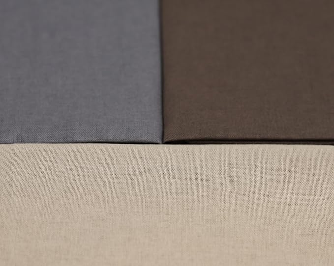 3 Pieces 18 x 21 Inches Cotton Fabric Precut Quilting Fabric Bundles Solid Colors Layer Cakes Quilt Material for DIY Craft Sewing Embroidery (GreyCoffee)