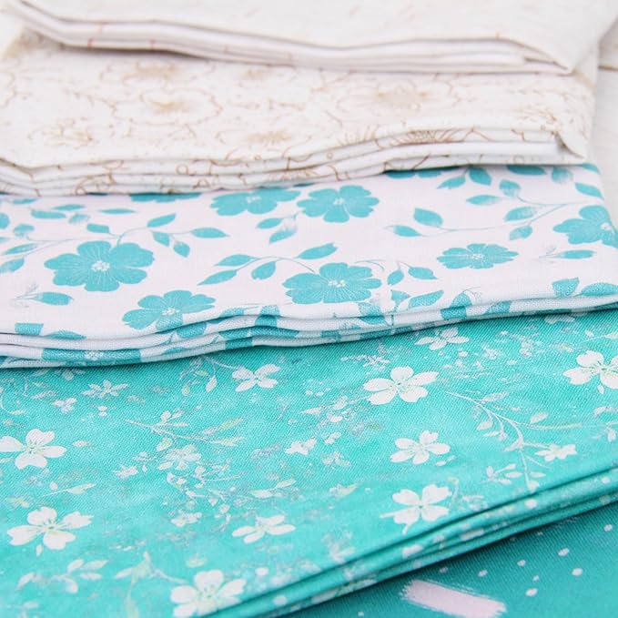Threadart Exclusive 20 Fat Quarter Bundles - Teal Vintage Prints 100% Cotton Fabric - Premium 100% Cotton Quilting Fabric - No Duplicates - Full Size Fat Quarters 18"x21" - Teal