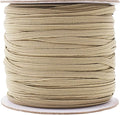 Mandala Crafts 3mm 50 Yds Roll of Khaki Elastic Bands for Sewing - 1/8 Flat Elastics Cord - 1 8 Inch Braided Stretch Straps for Crafting