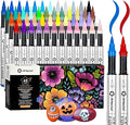 Artecho Automatic Ink Control Acrylic Paint Markers 48 Colors Brush Tip, for Stone, Rock Painting, Paper, Pumpkin, Wood, Egg, Canvas, Ceramic, Fabric, leather, Glass, DIY Crafts