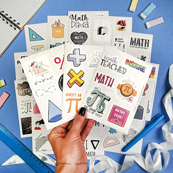 BulbaCraft BulbaCraft 100Pcs Small Math Stickers - Funny Math Gifts for Women and Men, Mathematics Gifts for Women & Men