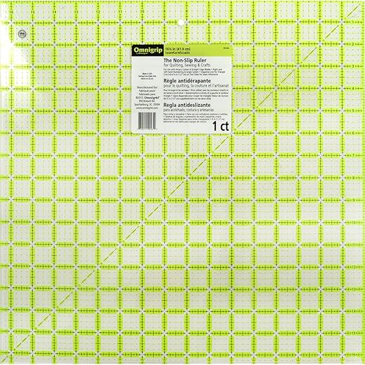 Omnigrip 16-1/2" x 16-1/2" Non-Slip Square Quilting Ruler by Omnigrid