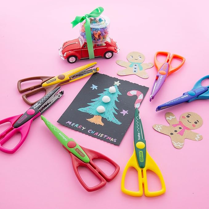 BAZIC Products 6.5" Decorative Paper Edge Scissor Set, Assorted Color Craft Scissors for Scrapbooking DIY Crafts Photo, Gift for Teacher Kids, 24-Pack