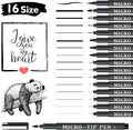 Vanstek 16 Pack Hand Lettering Pens, Calligraphy Pens Markers, Black Ink for Beginners Writing, Lettering, Journaling, Art Drawing, Signature, Illustrations and Office School Supplies