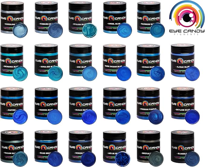 Eye Candy Pigments Premium Blue Mica Powder - Nokon Blue (50gr) - for Epoxy, Resin, Soap, Paint, Woodworking, Acrylic Pouring, Bath Bombs, Fishing Lures - DIY Arts and Crafts Additive